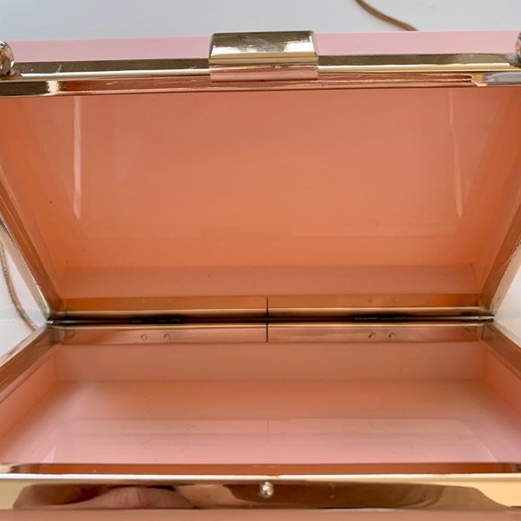 Rhinestones Acrylic Clutch with Rose Gold Crossbody Chain - Picture 9 of 11